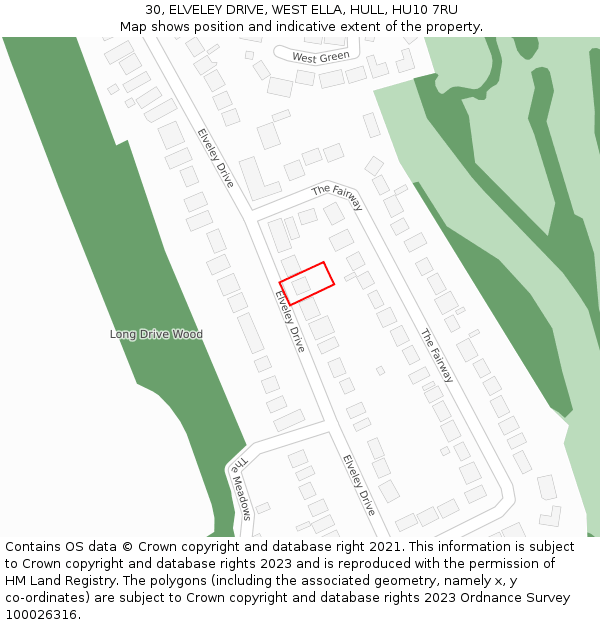 30, ELVELEY DRIVE, WEST ELLA, HULL, HU10 7RU: Location map and indicative extent of plot
