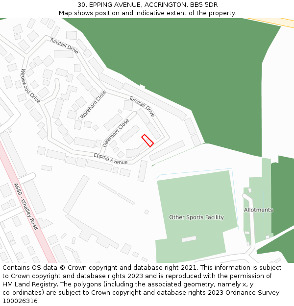 30, EPPING AVENUE, ACCRINGTON, BB5 5DR: Location map and indicative extent of plot