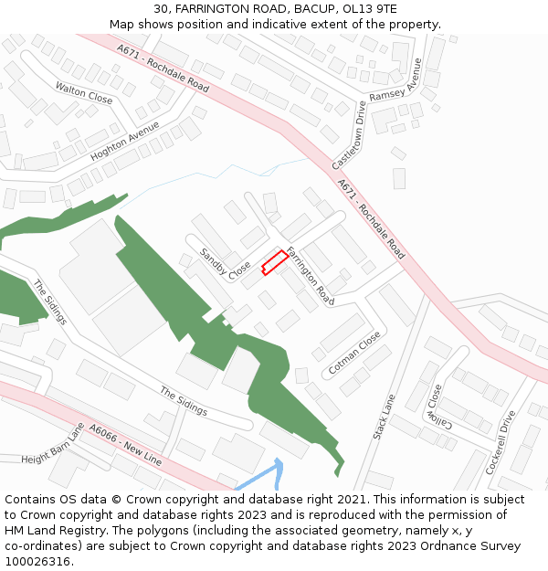 30, FARRINGTON ROAD, BACUP, OL13 9TE: Location map and indicative extent of plot