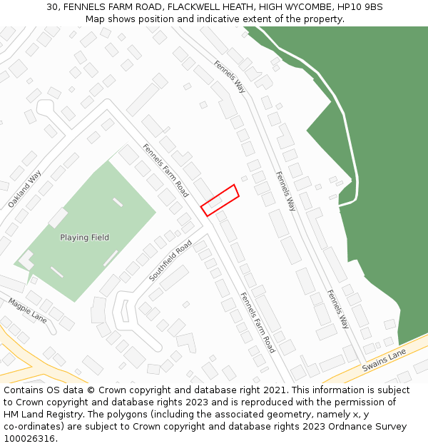 30, FENNELS FARM ROAD, FLACKWELL HEATH, HIGH WYCOMBE, HP10 9BS: Location map and indicative extent of plot