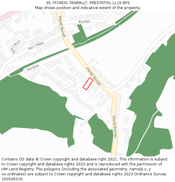 30, FFORDD TANRALLT, PRESTATYN, LL19 8PS: Location map and indicative extent of plot