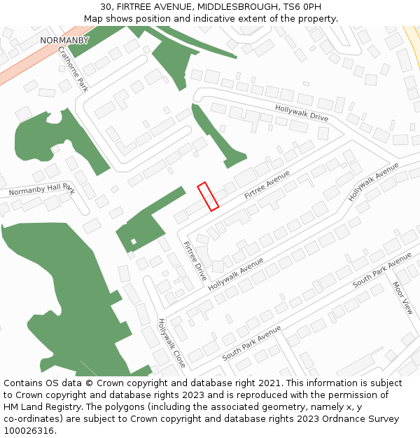 30, FIRTREE AVENUE, MIDDLESBROUGH, TS6 0PH: Location map and indicative extent of plot