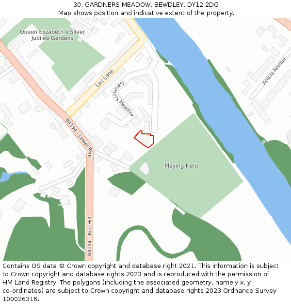 30, GARDNERS MEADOW, BEWDLEY, DY12 2DG: Location map and indicative extent of plot