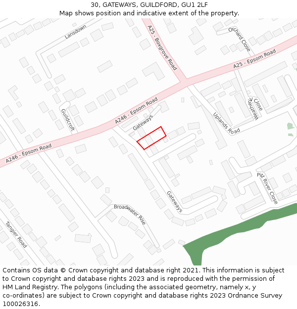 30, GATEWAYS, GUILDFORD, GU1 2LF: Location map and indicative extent of plot