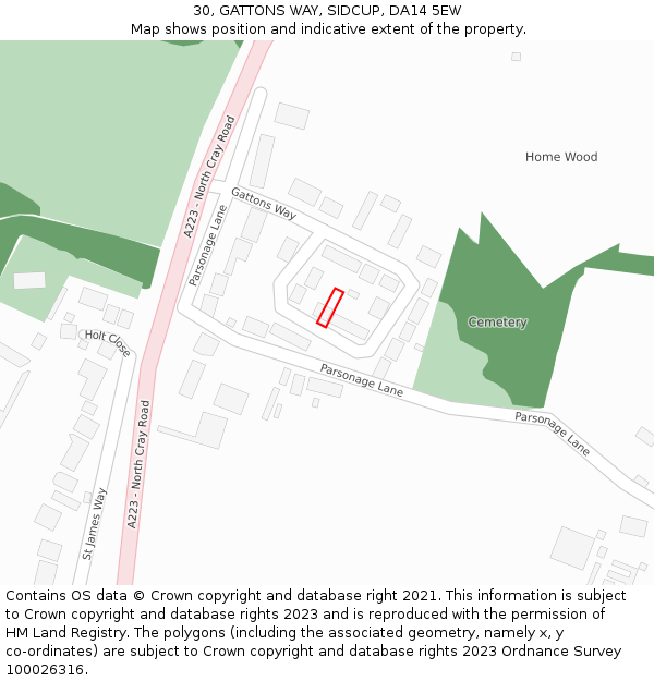 30, GATTONS WAY, SIDCUP, DA14 5EW: Location map and indicative extent of plot