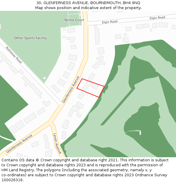 30, GLENFERNESS AVENUE, BOURNEMOUTH, BH4 9NQ: Location map and indicative extent of plot