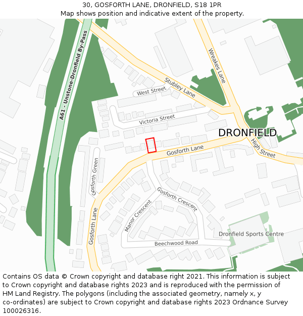 30, GOSFORTH LANE, DRONFIELD, S18 1PR: Location map and indicative extent of plot