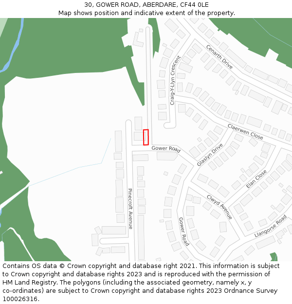 30, GOWER ROAD, ABERDARE, CF44 0LE: Location map and indicative extent of plot