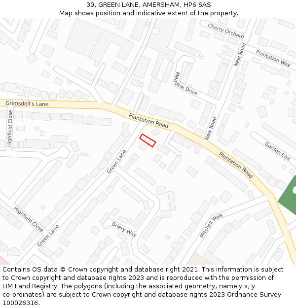 30, GREEN LANE, AMERSHAM, HP6 6AS: Location map and indicative extent of plot