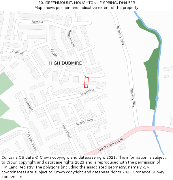 30, GREENMOUNT, HOUGHTON LE SPRING, DH4 5FB: Location map and indicative extent of plot