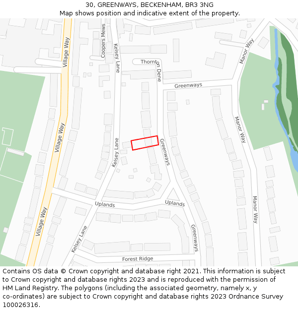30, GREENWAYS, BECKENHAM, BR3 3NG: Location map and indicative extent of plot