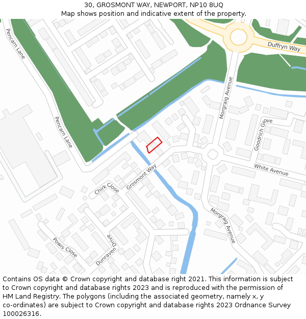 30, GROSMONT WAY, NEWPORT, NP10 8UQ: Location map and indicative extent of plot