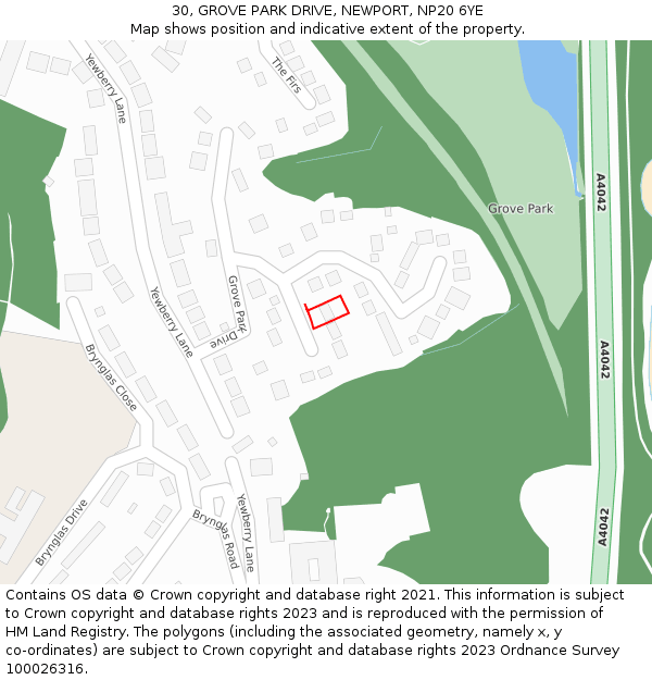 30, GROVE PARK DRIVE, NEWPORT, NP20 6YE: Location map and indicative extent of plot