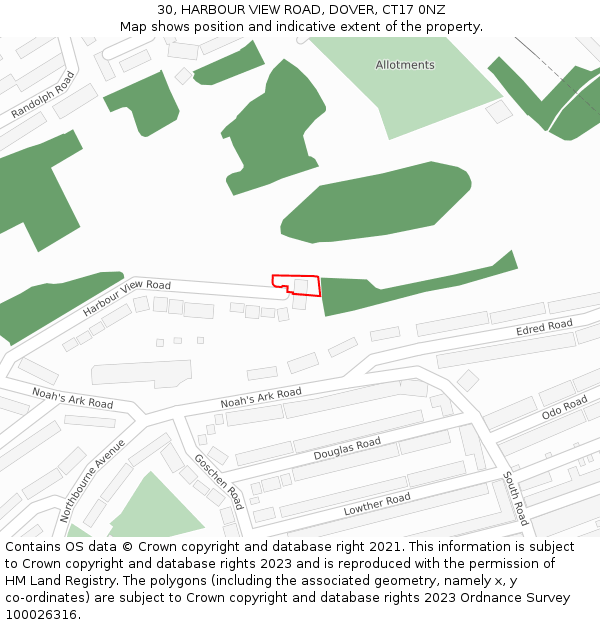 30, HARBOUR VIEW ROAD, DOVER, CT17 0NZ: Location map and indicative extent of plot