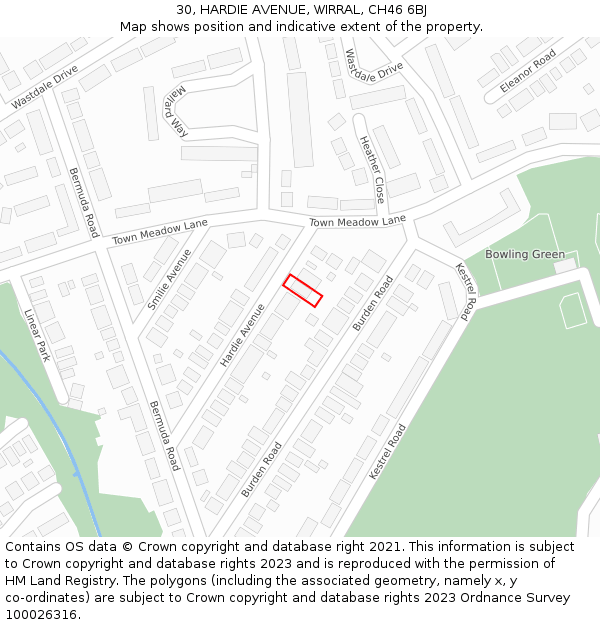 30, HARDIE AVENUE, WIRRAL, CH46 6BJ: Location map and indicative extent of plot