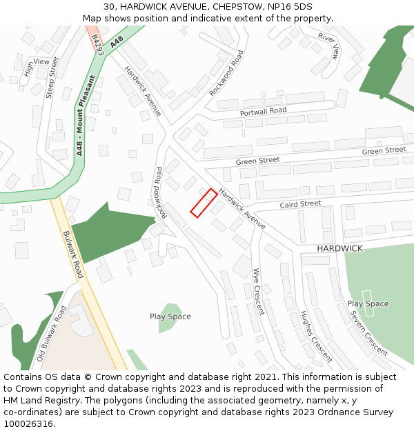 30, HARDWICK AVENUE, CHEPSTOW, NP16 5DS: Location map and indicative extent of plot