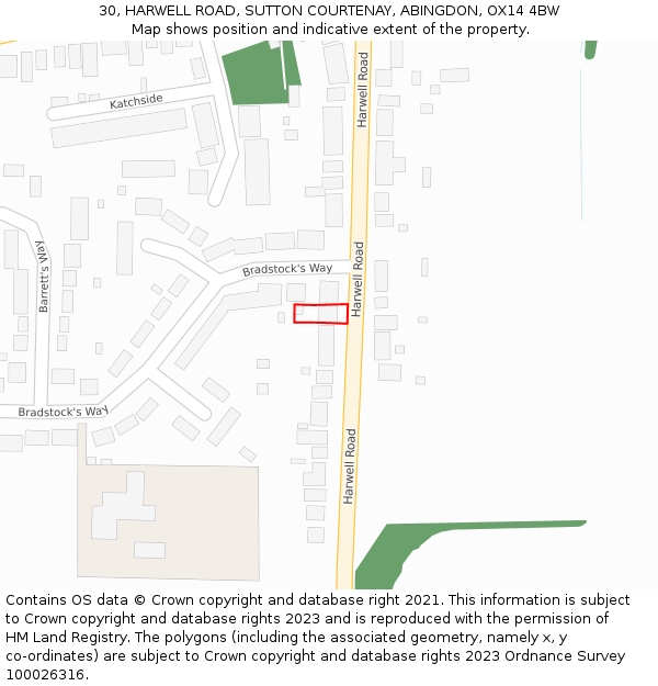 30, HARWELL ROAD, SUTTON COURTENAY, ABINGDON, OX14 4BW: Location map and indicative extent of plot