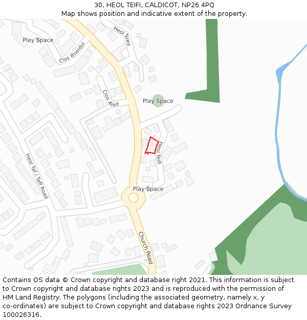 30, HEOL TEIFI, CALDICOT, NP26 4PQ: Location map and indicative extent of plot