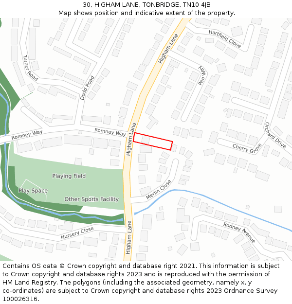 30, HIGHAM LANE, TONBRIDGE, TN10 4JB: Location map and indicative extent of plot