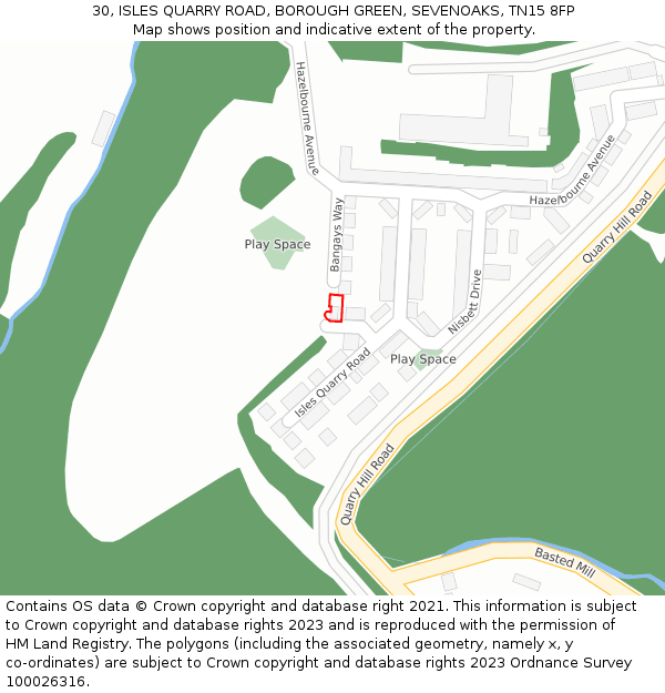 30, ISLES QUARRY ROAD, BOROUGH GREEN, SEVENOAKS, TN15 8FP: Location map and indicative extent of plot