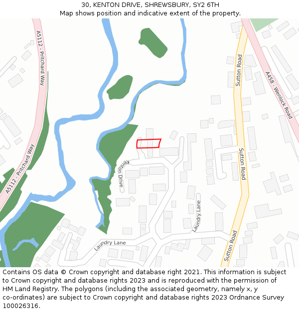 30, KENTON DRIVE, SHREWSBURY, SY2 6TH: Location map and indicative extent of plot