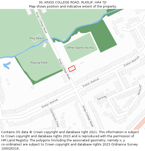30, KINGS COLLEGE ROAD, RUISLIP, HA4 7JY: Location map and indicative extent of plot