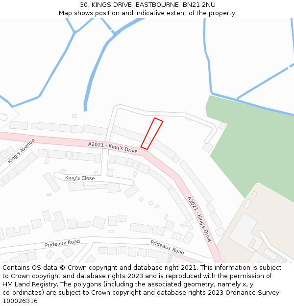 30, KINGS DRIVE, EASTBOURNE, BN21 2NU: Location map and indicative extent of plot