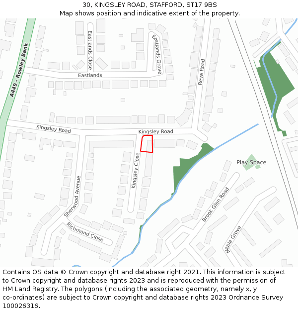 30, KINGSLEY ROAD, STAFFORD, ST17 9BS: Location map and indicative extent of plot