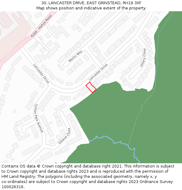 30, LANCASTER DRIVE, EAST GRINSTEAD, RH19 3XF: Location map and indicative extent of plot