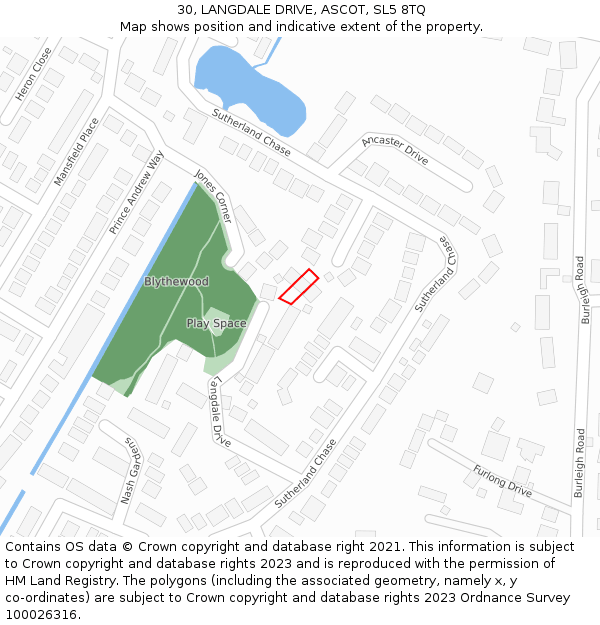 30, LANGDALE DRIVE, ASCOT, SL5 8TQ: Location map and indicative extent of plot