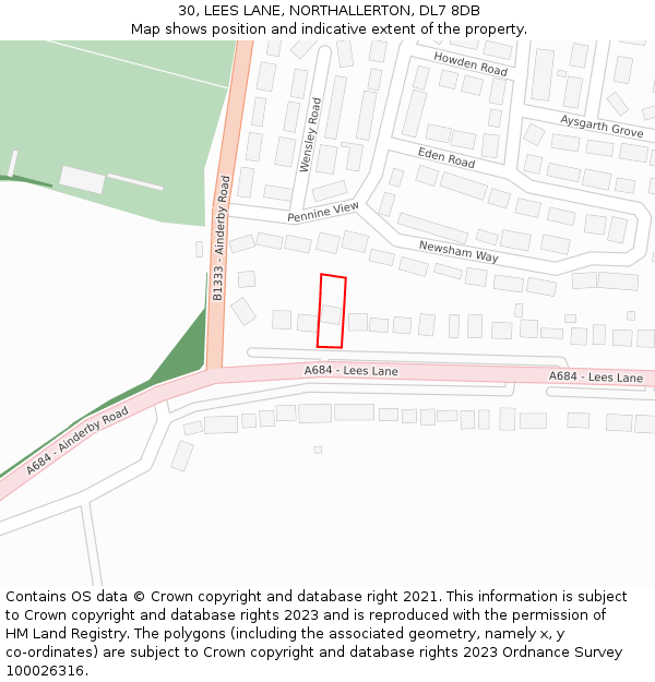 30, LEES LANE, NORTHALLERTON, DL7 8DB: Location map and indicative extent of plot