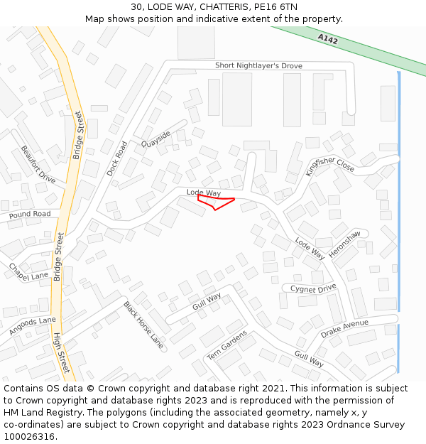 30, LODE WAY, CHATTERIS, PE16 6TN: Location map and indicative extent of plot