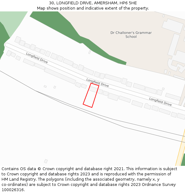 30, LONGFIELD DRIVE, AMERSHAM, HP6 5HE: Location map and indicative extent of plot