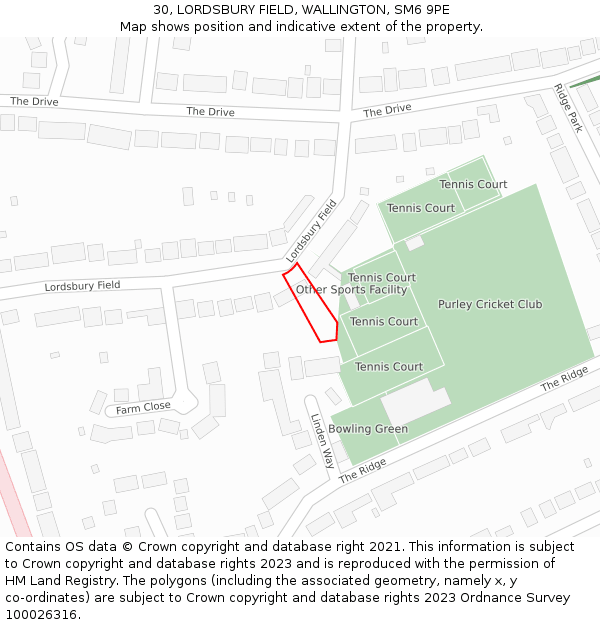 30, LORDSBURY FIELD, WALLINGTON, SM6 9PE: Location map and indicative extent of plot