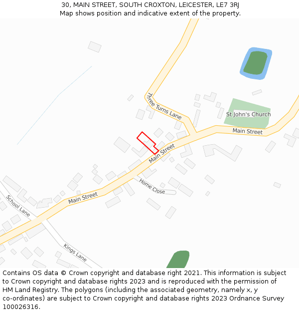 30, MAIN STREET, SOUTH CROXTON, LEICESTER, LE7 3RJ: Location map and indicative extent of plot