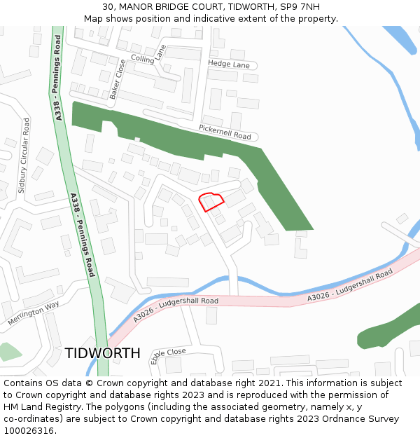 30, MANOR BRIDGE COURT, TIDWORTH, SP9 7NH: Location map and indicative extent of plot