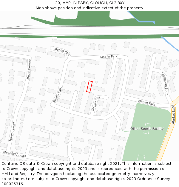 30, MAPLIN PARK, SLOUGH, SL3 8XY: Location map and indicative extent of plot