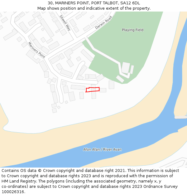 30, MARINERS POINT, PORT TALBOT, SA12 6DL: Location map and indicative extent of plot