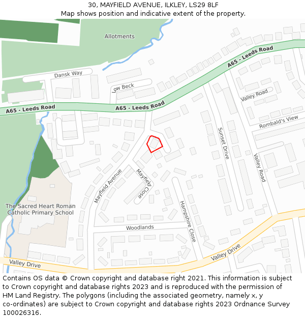 30, MAYFIELD AVENUE, ILKLEY, LS29 8LF: Location map and indicative extent of plot