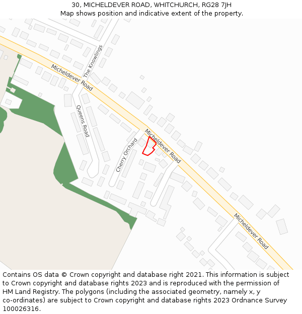 30, MICHELDEVER ROAD, WHITCHURCH, RG28 7JH: Location map and indicative extent of plot