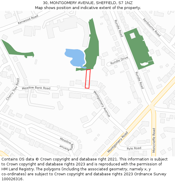 30, MONTGOMERY AVENUE, SHEFFIELD, S7 1NZ: Location map and indicative extent of plot
