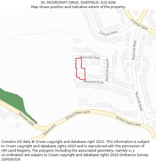30, MOORCROFT DRIVE, SHEFFIELD, S10 4GW: Location map and indicative extent of plot