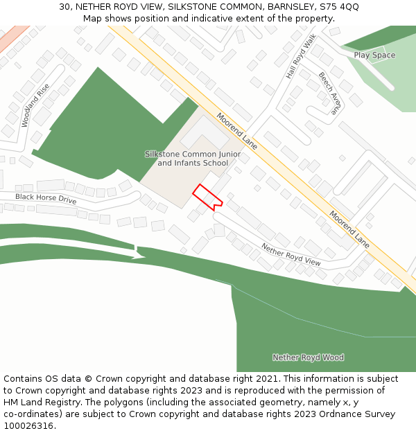 30, NETHER ROYD VIEW, SILKSTONE COMMON, BARNSLEY, S75 4QQ: Location map and indicative extent of plot