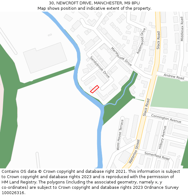 30, NEWCROFT DRIVE, MANCHESTER, M9 8PU: Location map and indicative extent of plot