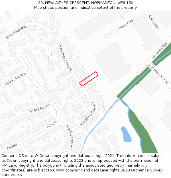 30, NEWLAITHES CRESCENT, NORMANTON, WF6 1SX: Location map and indicative extent of plot