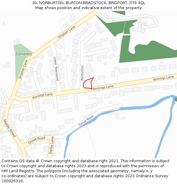 30, NORBURTON, BURTON BRADSTOCK, BRIDPORT, DT6 4QL: Location map and indicative extent of plot