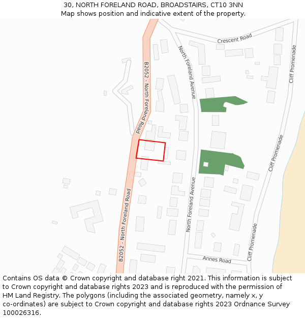 30, NORTH FORELAND ROAD, BROADSTAIRS, CT10 3NN: Location map and indicative extent of plot