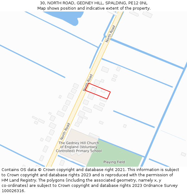 30, NORTH ROAD, GEDNEY HILL, SPALDING, PE12 0NL: Location map and indicative extent of plot