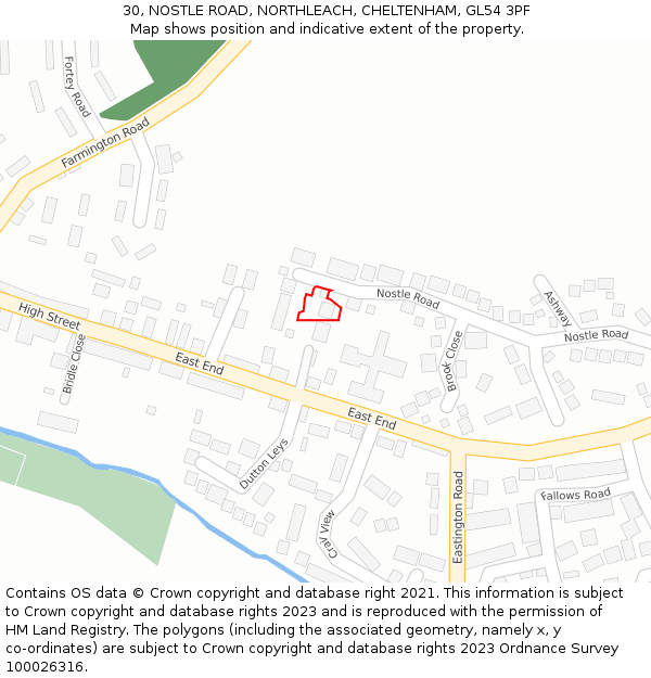 30, NOSTLE ROAD, NORTHLEACH, CHELTENHAM, GL54 3PF: Location map and indicative extent of plot