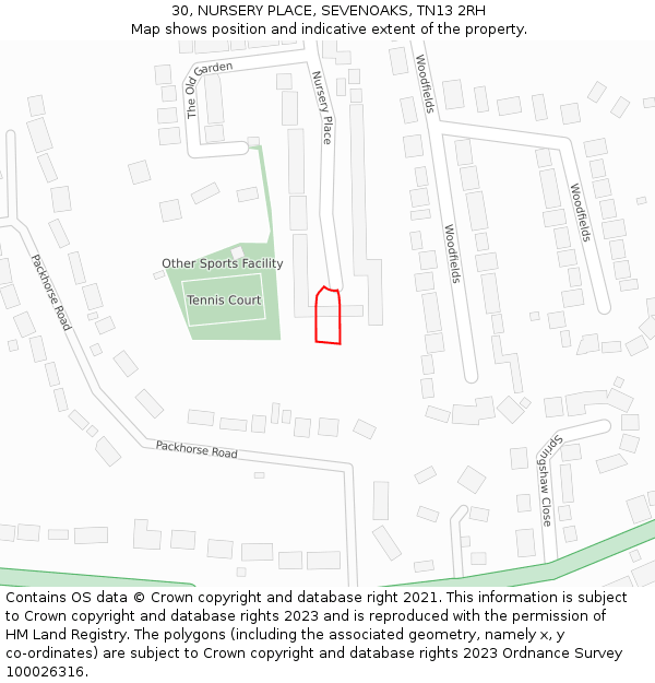 30, NURSERY PLACE, SEVENOAKS, TN13 2RH: Location map and indicative extent of plot